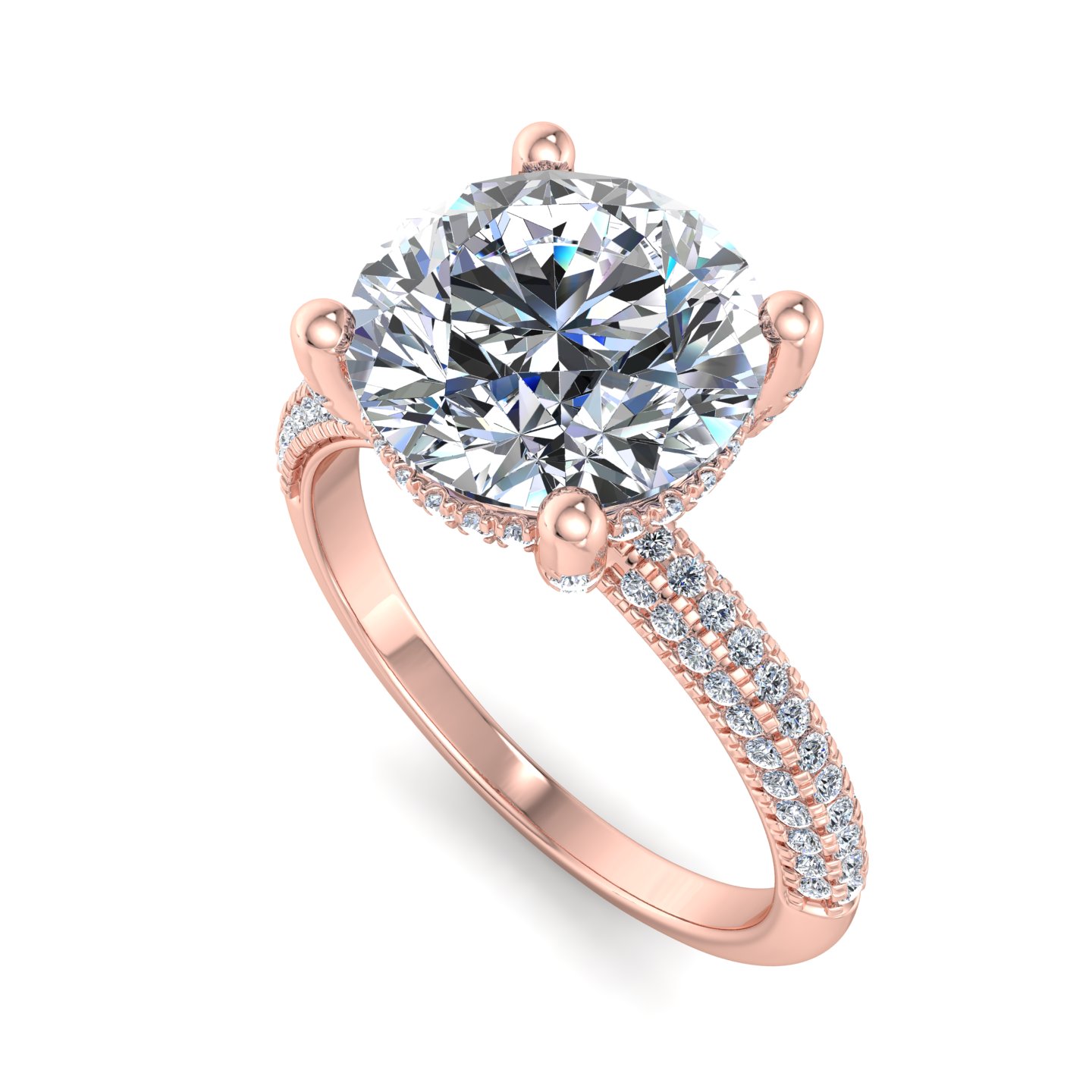 Kira Triple Pave Engagement ring with hidden halo